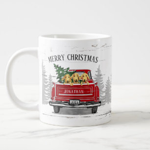 god jul Vintage Red Lastbil Namn Rustic Hundar Jumbo Mugg