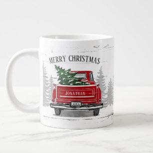 god jul Vintage Red Lastbil Namn Rustic Jumbo Mugg