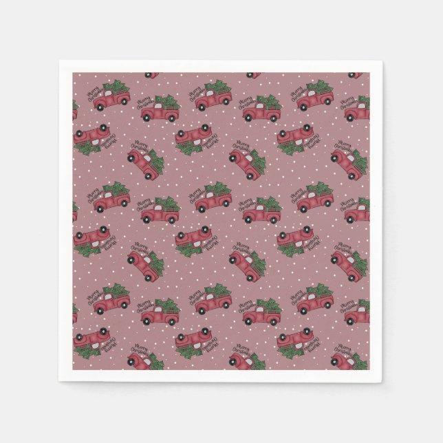 God jul Vintage Red Lastbil Pappersservett (Framsidan)