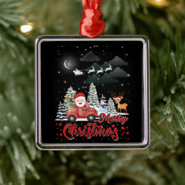 God jul Vintage Red Santa Lastbil i-gåvor Julgransprydnad Metall
