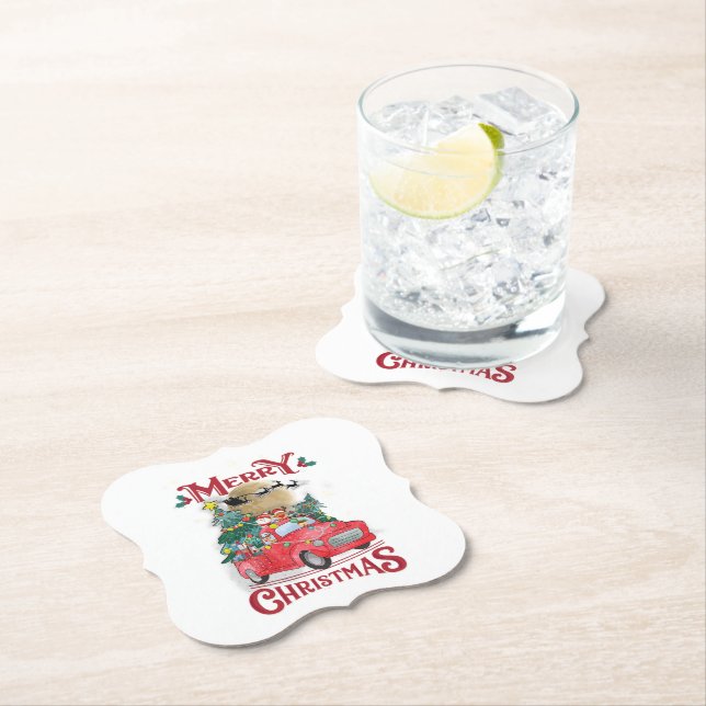 God jul Vintage Red Santa Lastbil Underlägg Papper (Insitu)