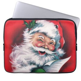 God jul,vintage,retro,Jultomten,lycklig SA Laptop Fodral
