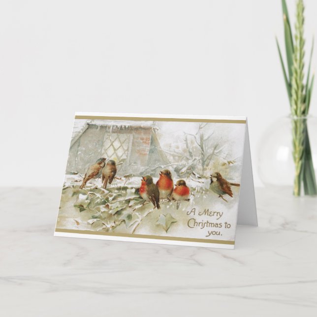 God jul Vintage Robin Bird Kort (Framsida)