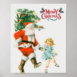 God jul vintage Santa Helgdag Poster