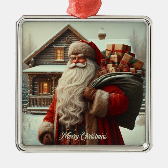 God jul vintage Santa Julgransprydnad Metall (Framsidan)