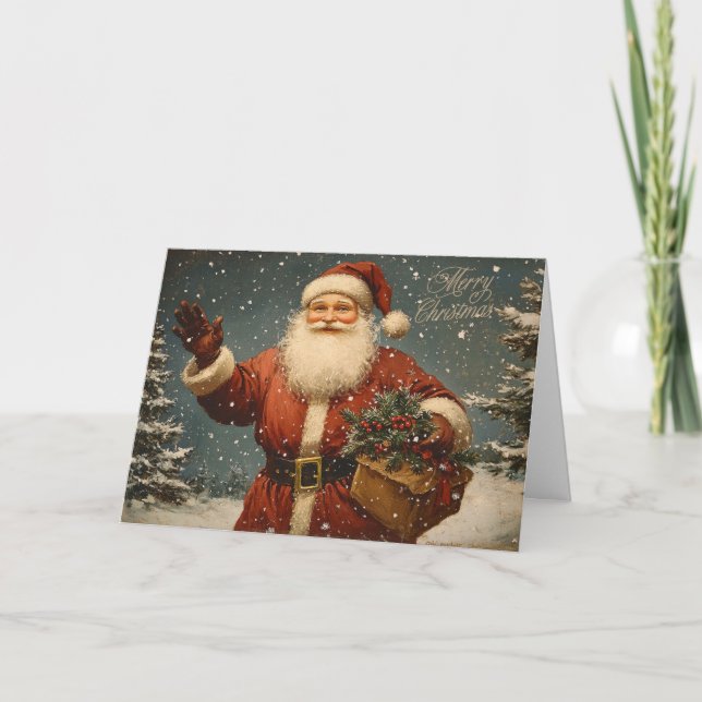 God jul Vintage Santa Kort (Framsida)