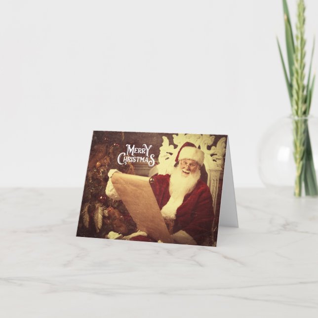 God jul Vintage Santa Kort (Framsida)