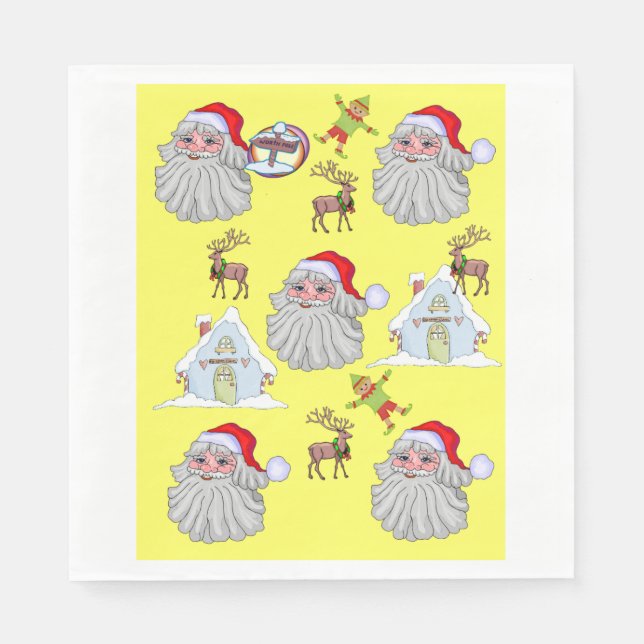 God jul Vintage Santa Napkins Pappersservett (Framsidan)