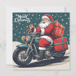 God jul Vintage Santa på motorcykel Julkort