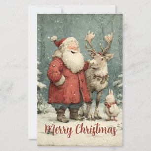 God jul Vintage Santa & Reindeer