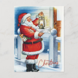 God jul Vintage Santa vid din dörr Helg Vykort