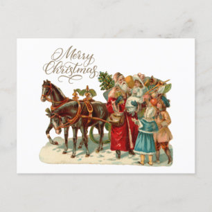 God jul Vintage Santa with Children Helg Vykort
