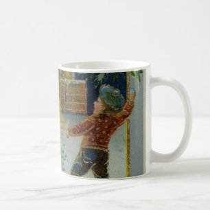God jul - Vintage snöbollskastning vykort Kaffemugg