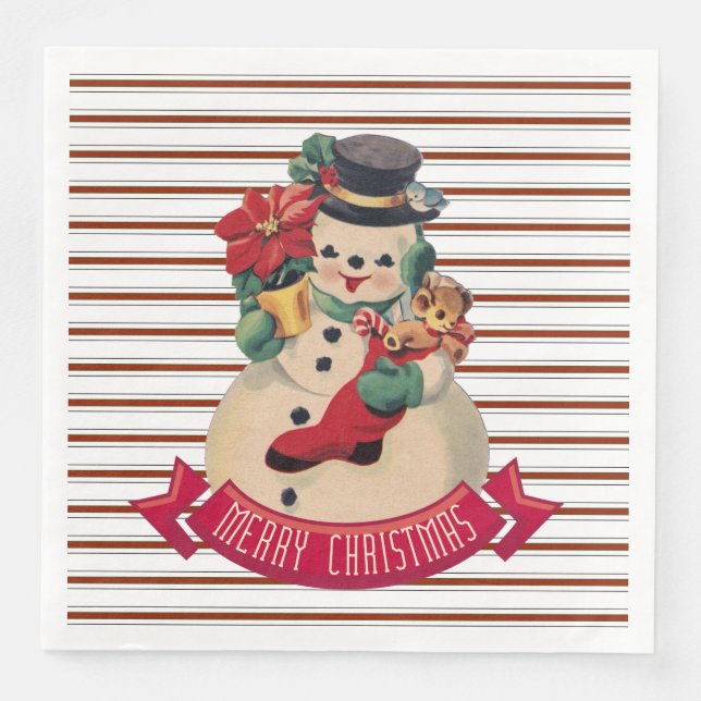 God Jul - Vintage Snömannen Pappersservett (Framsida)