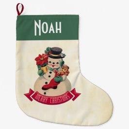 God Jul Vintage Snömannen Stor Julstrumpa
