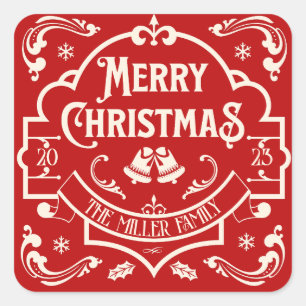 God jul vintage stil design fyrkantigt klistermärke