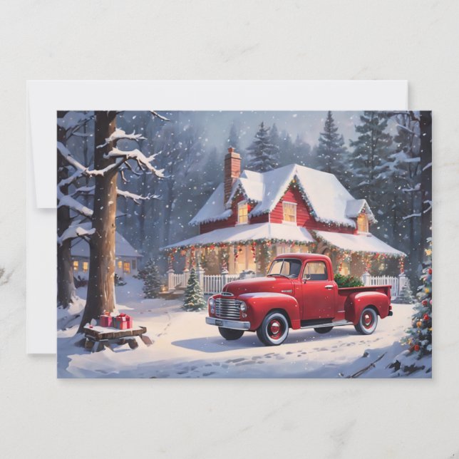God Jul Vintage Stuga Julkort (Framsida)