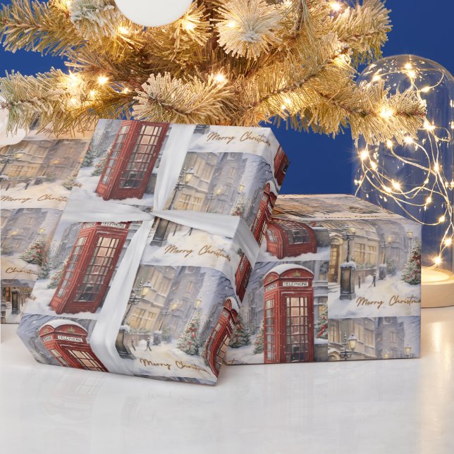 God jul Vintage Telefon Booth Presentpapper (Helgdagar)