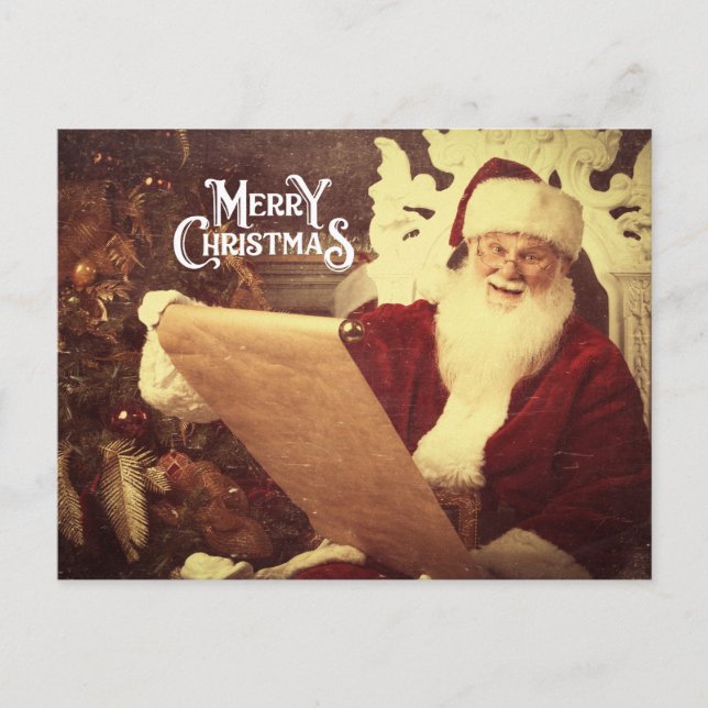 God Jul Vintage Tomte  Helg Vykort (Framsida)