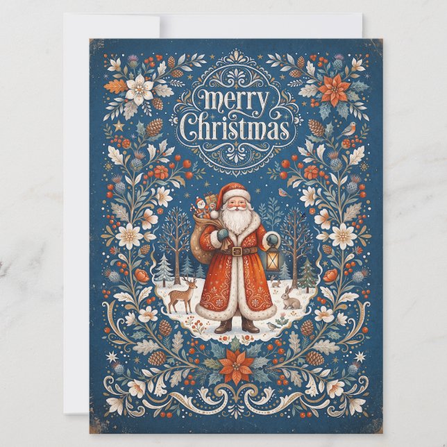God Jul Vintage Tomte Julkort (Framsida)
