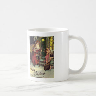 God jul, Vintage, tomten med Änglar Kaffemugg