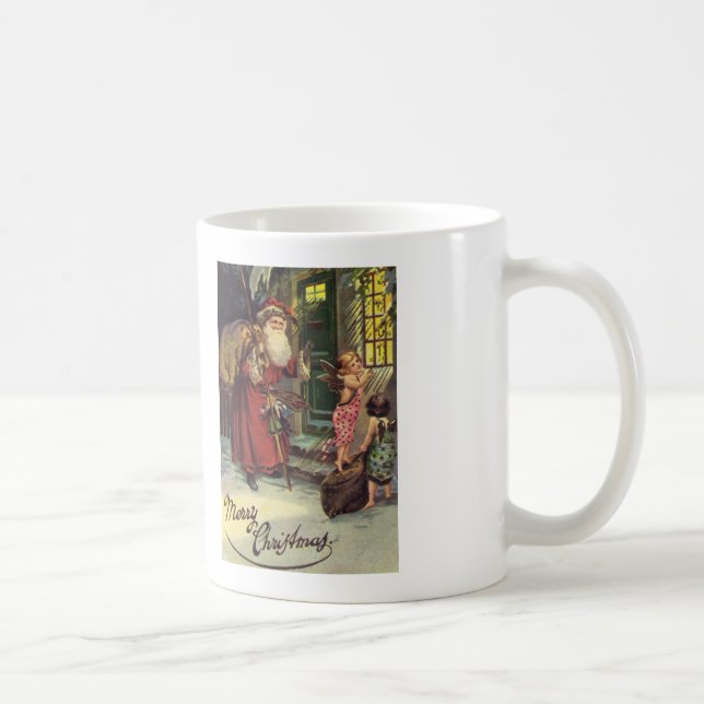 God jul, Vintage, tomten med Änglar Kaffemugg (Höger)
