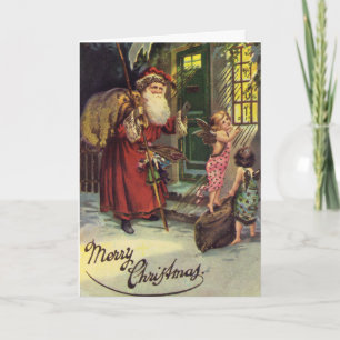 God jul, Vintage, tomten och Änglar Helgkort