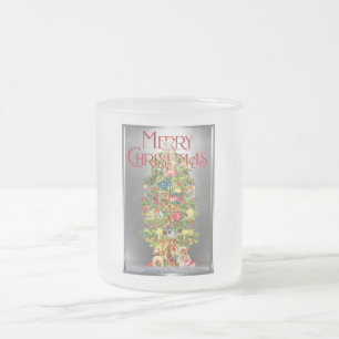 God jul Vintage Träd Design Frostad Glasmugg
