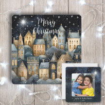 God jul Vintage Village Family Photo Namn