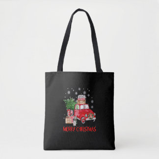 God jul Vintage Wagon Red Lastbil Träd Julafton i Tygkasse