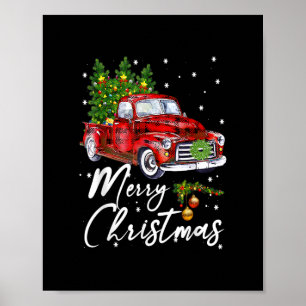 God jul Vintage Wagon Red Lastbil Träd Pajam Poster