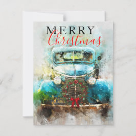 God jul Vintage Watercolor Lastbil Inbjudningar