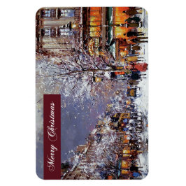 God Jul. Vintage Winter Parisian Scene Magnet