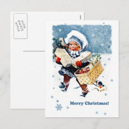 God Jul. Vintage Winter Scene Helg Vykort