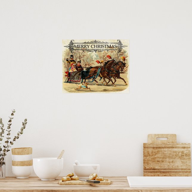 God jul, vintageillustration, poster (Kök)