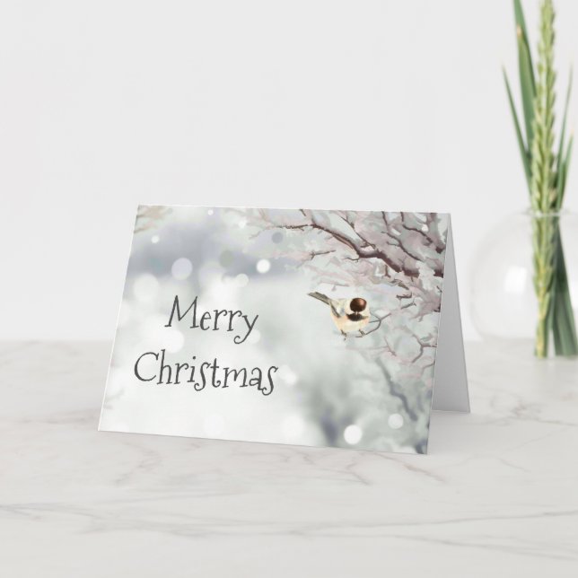 God jul Vinter Frost Fågel Skrift Helgkort (Framsida)