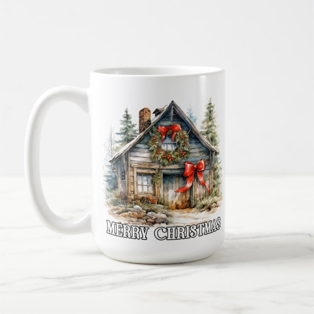God Jul Vinter Lanthushåll Stuga Kaffemugg (Vänster)