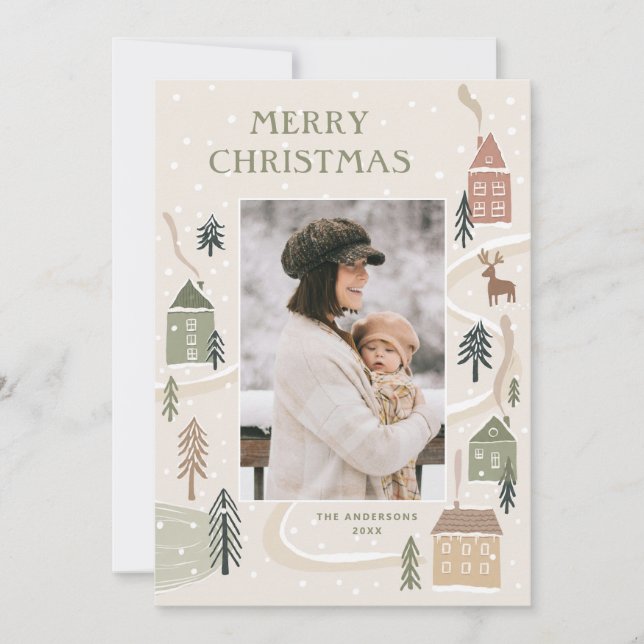 God Jul | Vinter Mysig By Familjefoto Julkort (Framsida)