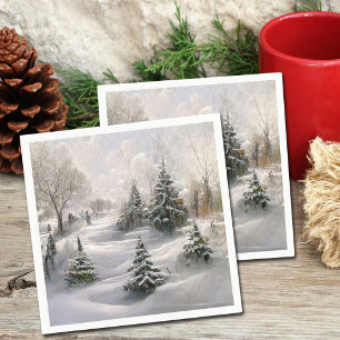God jul Vinter Skogslandskap Pappersservett