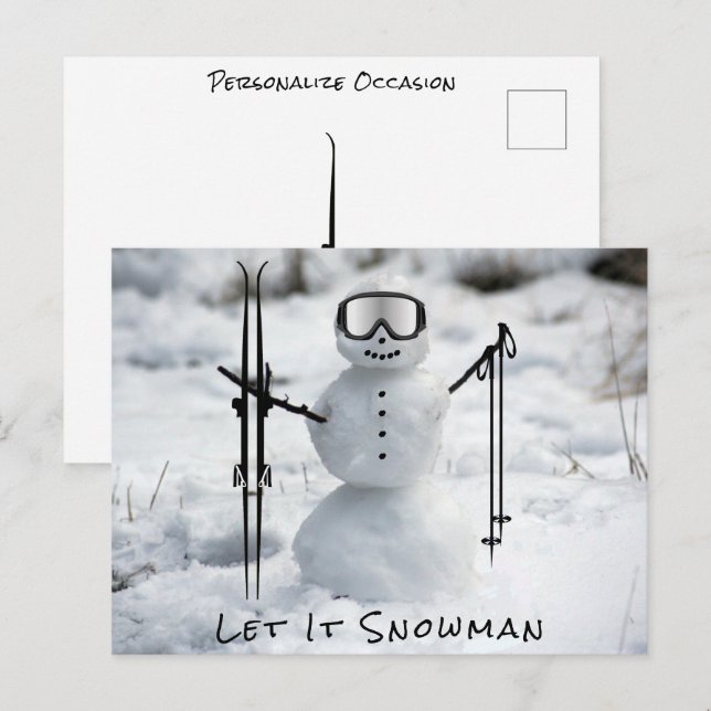 God Jul Vinter Utförsåkning Semesterresa Vykort (Fram/baksida)