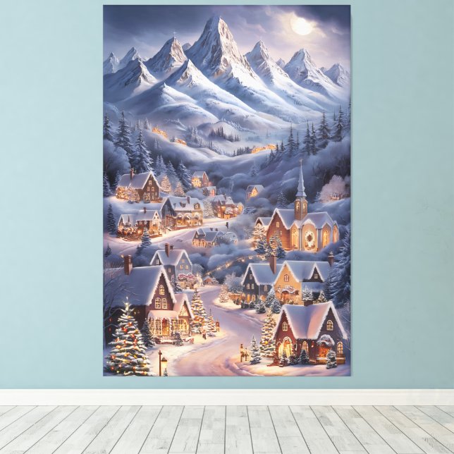 God Jul Vinter Värld Julkort  Canvastryck (Insitu (trägolv))