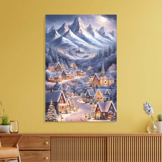 God Jul Vinter Värld Julkort  Canvastryck (Insitu (Vardagsrum))