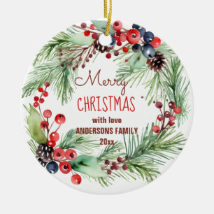 God jul vinterbär gräs andebild av julgransprydnad keramik