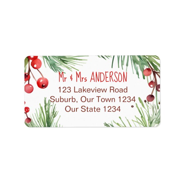 God jul vinterbär gräs andedräkt adressetikett (Framsidan)