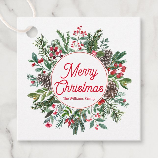 god jul vintergrått skript gåvor etiketter (Framsida)