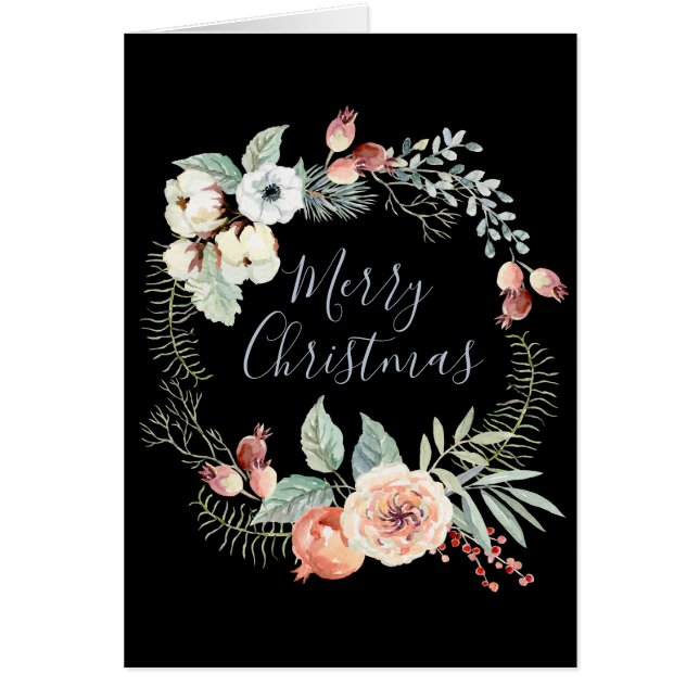 God jul, vinterkrans, julafton Helgdag Hälsningskort (Framsidan)