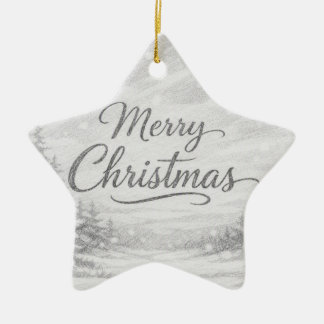 God Jul • Vintermotiv Stjärnprydnad Julgransprydnad Keramik