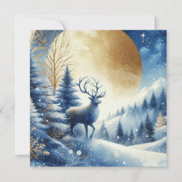 God jul & Vinterscen med hjort Julkort