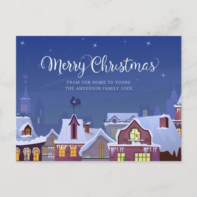 God Jul Vinterscen Tak Julfirande Meddelande Vykort (Framsida)