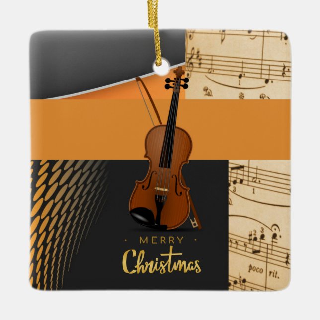 God jul Violin Design Julgransprydnad Keramik (Framsida)